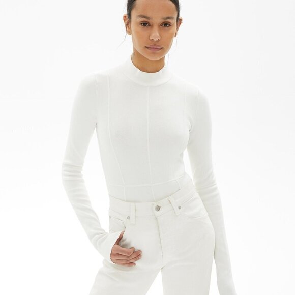 Helmut Lang BNWOT white nock neck bodysuit sz Medium back straps